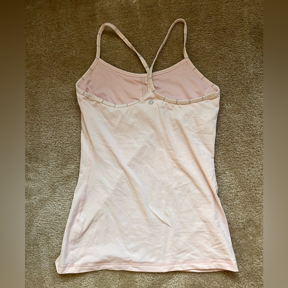 Women's Lululemon Pastel Pink Power Y Tank Top Workout Shirt Sz sm/m